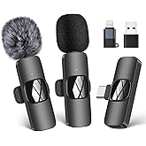 HMKCH Wireless Lavalier Microphone for iPhone - iPad, Android Phone,Computer, Mini Lapel Mic with Noise Reduction and crystal