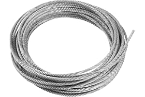 FUTUHADA Cable Acier Inox 5mm, 20m / 65.6ft Kit Cable en Acier, Acier Inox Câble Métallique Fil, 7 x 7 Métal Corde Acier Inoxydable, 881lbs(400kg) Capacité de Charge / 2204lbs(1000kg) Maximum