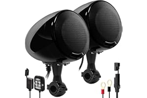 Aileap 600W Amplificador Incorporado de 2 Canales 4.5 "Rango Completo Impermeable Bluetooth Motocicleta Altavoz estéreo Audio Radio Reproductor de MP3 Sistema con USB AUX (Black)