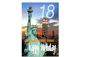 Edition Seidel Kartka z życzeniami premium na 18. urodziny z kopertą. Kartka urodzinowa kartka z życzeniami bilet kartka Happy Birthday Skyline dla chłopców i dziewczynek (GZ319-18 SW023)