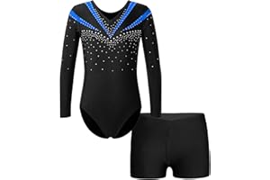 FEESHOW Mädchen Kinder Gymnastikanzug Ballett Gymnastikbody Turntrikot Gymnastikhose Shorts Sport Tanzoutfit Athletic Wettkampf Trainingsanzüge