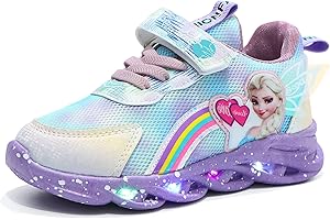 YGZZHK Elsa LED scarpe ragazze，bambini scarpe pelle impermeabile，luce scarpe formatori Scarpe leggere alla moda for bambini lampeggianti ragazze sportive corsa ali for la primavera estate l'autunno ( Color :