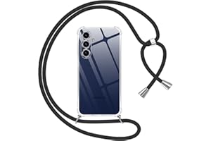 Pnakqil Handyband für Samsung Galaxy S25 FE Hülle mit Band, Transparent Weich Silikon mit Kordel Necklace Schnur Anti-Fall Bumper Schutzhülle Case Kompatibel mit Samsung S25 FE 6.7", Schwarz