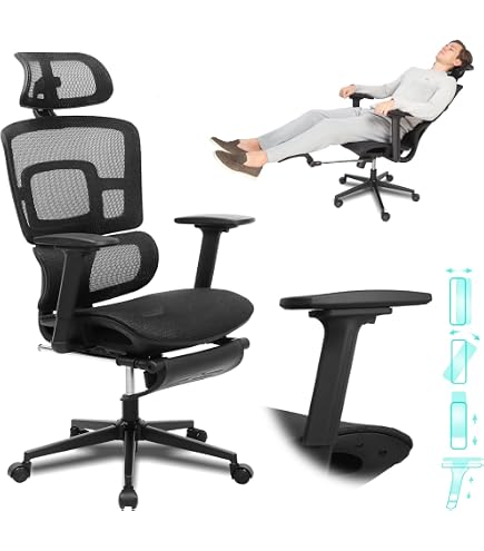 Chaise Soutien Lombaire Hauteur Ajustable Chaise De Bureau Ergonomique à Dossier Haut VECELO - Gris - Réglable Chaise De Bureau Avec Accoudoirs Rabattable