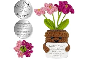 Tixlux Pocket Hug Positive Pflanze, Kreative Strickwolle Pflanze Puppe und Kleine Umarmung Glücksbringer, Mutmacher Geschenk, Gute Besserung Geschenk, EinschulungGeschenk (Vergissmeinnicht Rosa)