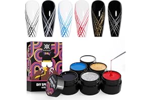 ‎RSTYLE RSTYLE 6 PCS Gel Liner Nail Art, Spider Gel for Nail Art Gel Nagellack Set Gelnägel Farben für Drawing Lines Schwarz & Weiß Rot, Liner Nail Gel Polish für Nagel Design Liner Gel Nagellack für Nagel
