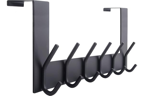 WEBI Porte Manteau pour Porte,Crochet Porte,Patere Porte avec 6 Crochets,Patère de Porte à Suspendre Salle de Bain,Chambre,Noir