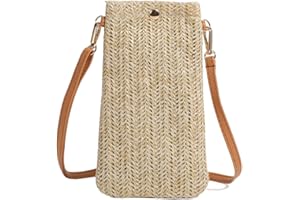 Dasellfa Sac Bandoulière Femme, Pochette Telephone Portable, Sacs Tissés en Paille Décontractée pour Femmes, Sacs à Bandoulière Tissés, Sacs pour Téléphone Portable