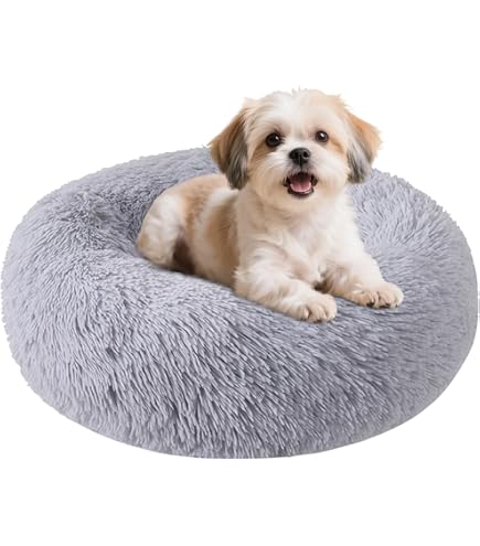 Donut-Kuschelbett Für Hunde & Katzen – 70x70x20 Cm, Dunkelgrau, Mit Rutschfester Unterseite