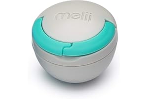 MELII porta chupete de bebe con asa para enganchar a bolsos, carritos o carteras. Caja guarda chupete en plásticos libre de BPA, 5.25 x 5 cm, Color: gris/aguamarina