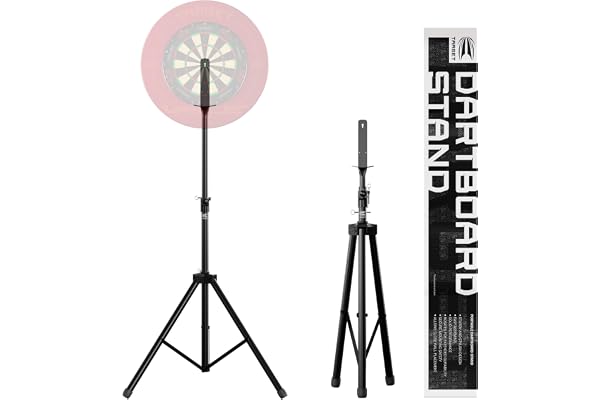 TARGET Darts Bärbart darttavla stativ | Mobilt stativ darttavlor, fristående system med brädfäste, inomhus och utomhus, vikbart resestativ för stål och mjuka spetsar