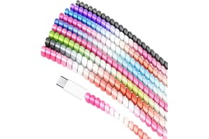 Larcenciel Spiral Cable Protector Covers, 9 Pcs ABS Metallic Rainbow Pet Cord Protectors Flexible USB Cable Sleeve Strain Relief for Charging Cable, Earphone Cord, Protect Pets from Chewing(120cm/pc)