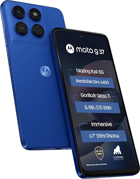 Motorola Moto g37 5G (Pantone Nautical Blue, 64GB Storage, 4GB RAM) | 6.67-inch HD+ 120Hz Display | Dimensity 6400 | 50MP Camera | 5200mAh Battery | 20W Chargin