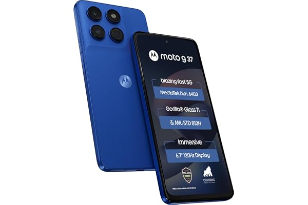 Motorola Moto g37 5G (Pantone Nautical Blue, 64GB Storage, 4GB RAM) | 6.67-inch HD+ 120Hz Display | Dimensity 6400 | 50MP Cam