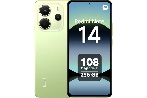 XIAOMI Redmi Note 14 - Smartphone de 8+256GB, Pantalla de 6.67" AMOLED FHD+ 120Hz, MediaTek Helio G99-Ultra, cámara de 108MP, TurboCharge 33W, 5500 mAh, Cargador no Incluido, Verde (Versión ES)
