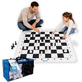 alldoro Ajedrez Gigante XXL 150x150 cm, 32 Piezas Grandes y Bolsa | Ajedrez jumbo de jard&iacute;n para interior y exterior, tablero