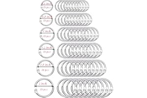 HEATIGO Loose Leaf Binder Rings, 60PCS Keychain Rings Assorted Sizes (Outside Diameter 0.6, 0.8,1, 1.2, 1.4, 2 inch) Book Rings, Premium Metal Rings, for School, Office, or Home.