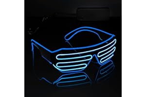 lumous rola 1PCS Led Glasses Light up El Wire Rave Shutter Glasses, Glow In Dark Flashing Led Sunglasses, Luminous Glasses For Parties, EDM, Halloween RB01 PATENTED