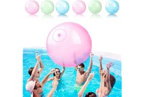 Jinhuaxin 6 bolas de burbujas de agua transparentes, globos inflables, rellenables con agua, reutilizables, juguetes para piscina, juguetes para niños al aire libre (60 cm)