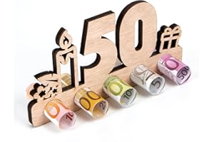 EUES Geldgeschenke Verpackung, 50 Geburtstag Geldgeschenk Holz, 50 Geburtstag Frau, Geschenke Holz, Geldgeschenke Geburtstag Jubiläum Geschenk, 50 geburtstag mann, Geschenk für Frauen(16*0.7*8.5cm)