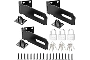 DAJAVE 3 Stück Überfalle für Vorhängeschloss 4 Zoll Haspe, Schwarz Riegelschloss Abschliessbar Edelstahl Sicherheitsüberfalle Schlossriegel, Riegel Schloss für Schuppen, Garage, Schranktür
