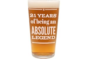 GhostMonkey 21st Birthday Gift for Boys, Men, Beer Glass Pint, 21 Years of Being an Absolute Legend