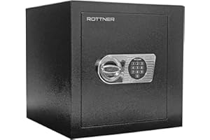 Rottner Monaco 45 Business Safe EN1 Furniture Safe Electronic Lock Drill Protection Emergency Power Supply Fire fold in door opening Adjustable shelf including mounting material