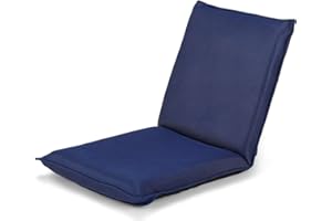 COSTWAY Silla Plegable de Suelo Silla de Piso con Respaldo Ajustable de 6 Posiciones Silla Tapizada para Salón Dormitorio Estudio (Azul Marino)