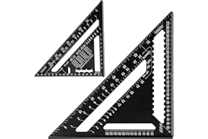 Beslands Rafter Square Metric 30.5 cm & 17.8 cm Set Square, Aluminum Carpinterers Roofing Square, Woodwork Tool, Triangle Ruler (negro)