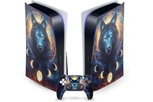 HEAD CASE DESIGNS Dreamcatcher Wolf Art Mix Vinyl Faceplate Sticker Gaming Skin Decal Cover Compatible With Sony PlayStation 5 PS5 Disc Edition Console & DualSense Controller