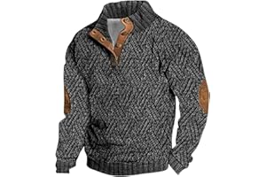 Generisch Sudadera para hombre sin capucha con estampado jersey con botones manga larga cuello alto suéter cálido de invierno a rayas jersey jersey de punto jersey casual de manga larga