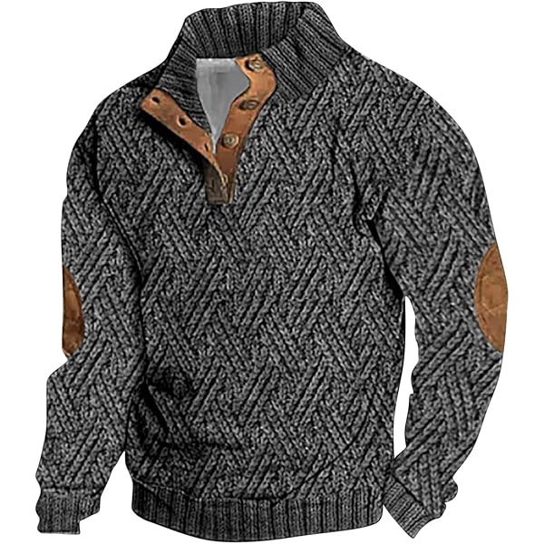 Sweat à Col Montant Mi-zippé Doublé Polaire - Pull Vintage Chaud - Pour Homme Décontracté Sport