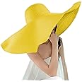 Oversized Beach Straw Hats for Women Extra Large Wide Brim Beach Hat Foldable Roll up Floppy Sun Hat Summer Outdoor