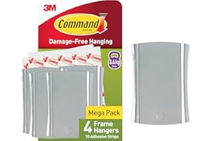 Command Jumbo Universal Sticky Nail, 4 Hooks 10 Adhesive Strips - Ideal to Hang Sawtooth, D-Ring or Wire-Suspended Frames Damage Free