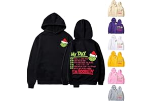 Angxiwan Couple Hoodies for Him and Her Oversized Unisex Patterned Christmas Sweatshirt Casual Long Sleeve Xmas Jumper Hooded Pullover Tops with Pocket
