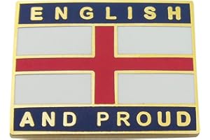 SENLAK "ENGLISH AND PROUD" ENGLAND LAPEL BADGE (blue) - Patriotic Pin Badge, St George, UK Seller