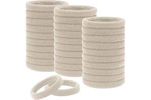KINDOYO 30 Pack Strong Elastic Hair Ties - Women Girls Soft Hair Bobbles Thick Seamless Cotton Hair Bands Ponytail Holders Hair Accessories