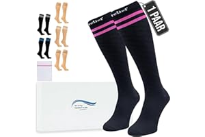 ‎360 RELIEF 360 Relief Kompressionsstrümpfe Klasse 1 für Damen und Herren - 15-20 mmHg Stützstrümpfe für langstreckenflug, Reise, Sports, Running, Laufen - 1 Paar Kompressionssocken S/M Schwarz mit Wäschenetz