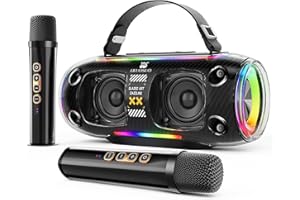 LILUOSUO Macchina per karaoke con 2 altoparlanti microfono wireless, un sistema PA Bluetooth portatile per adulti e bambini, adatto per riunioni domestiche, feste di compleanno e pratica di canto.