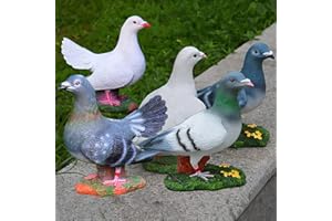 KABXHUEO Résine Pigeons Décor Sculptures Pigeon Statue Oiseau Décoration Jardin Figure Sculpture en résine en forme de colombe - Décoration d'extérieur pour patio, cour, jardin,A white,20 * 11 * 23CM