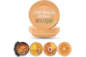 HD HARUDONE Carta Forno per Airfryer, 100 Pezzi 20-24cm Carta da Forno per Friggitrice ad Aria, Impermeabile e Resistente all'Olio, Carta Forno Antiaderente Monouso Orbicolare per Friggitrice Aria, Forno e Grill