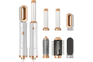 OKWRAP Secador Pelo Ionico 6 en 1 Airstyler Cepillo Secador de Pelo con 6 Accesorios para el Peinado Cepillo Alisador Pelo Rizador Pelo Ondas Secador Pelo Moldeador Pelo Caja Regalo para Mujer, Blanco