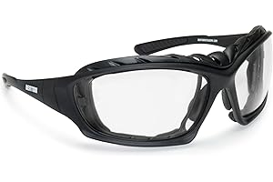 Bertoni Lunettes de Moto Photochromiques avec Clip Amovible pour Verres Optiques - Plaquette de Nez Réglable - Lunettes Moto 366