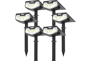 ‎UNBON UNBON Solarlampen für Außen Garten, 6 Stück Solarstrahler für Außen Kaltweiss 6500K, 3 Beleuchtungsmodi Garten Solarleuchten für Außen Wasserdicht IP65, LED Gartenleuchten Solar Strahler Außen Garten