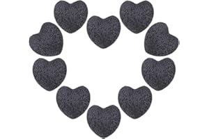 Nupuyai 10pcs Heart Palm Worry Stone for Chakra Reiki, Healing Anxiety Pocket Love Stone for Home Office Decoration, 25mm Black