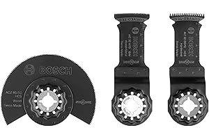 Bosch Accessories 260925C107 Set De 3 Hojas Para Corte Inmersión Starlock Madera Y Metal, Accesorios Herramienta Multifunción