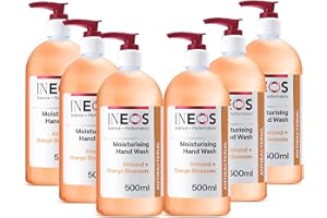 INEOS - Liquid Hand Soap - Moisturising - Handwash with Almond & Orange Blossom - 6 Bottles - 500ml, Packaging May Vary
