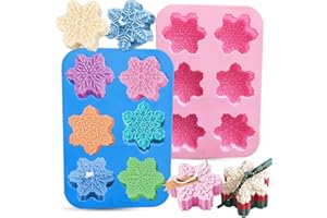 agctrler DIY Seifenformen Silikon Weihnachten, 2 Stück Schneeflocken Silikonform, Wiederverwendbar, für Handgefertigte Seife, Kerzen, Backen, Dessert
