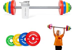 Little Lifters Kids Barbell Set – Adjustable Children's Toy Weights & Plastic Barbell Toy with Drinks Water Bottle, Kids Gym Equipment for Pretend Play, Fun Fitness Toys for Boys & Girls Home Workout