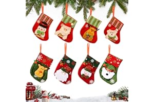 Taozoey Mini Weihnachtsstrumpf, 8 Stück Weihnachtsstrumpf Set, Kleine Weihnachtsstrümpfe, 3D Nikolausstrumpf, Nikolausstiefel für Kamin Wand Candy Weihnachtsbaumschmuck Aufhängen